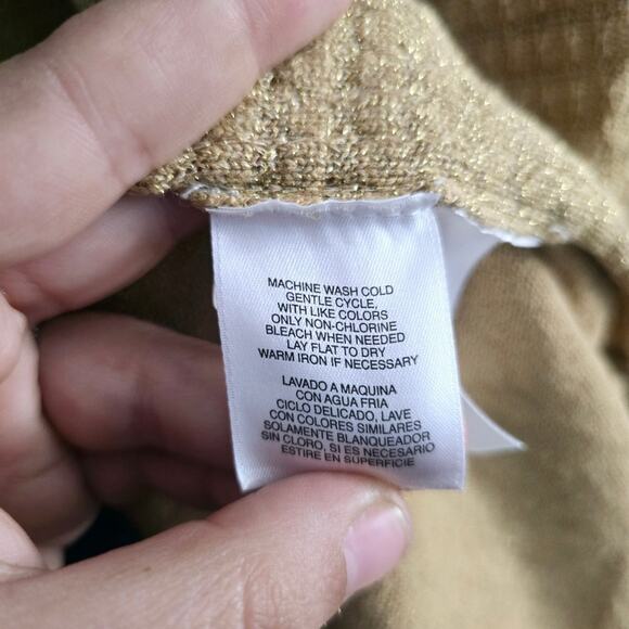 Evan-Picone Petite Gold Metallic Cardigan PM – Classic Minimalist Workwear - Picture 5 of 7